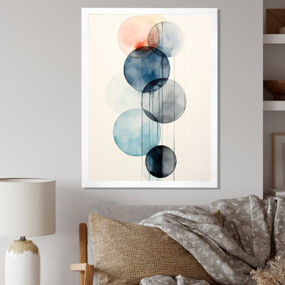 «Essential Circles Retro Blue Watercolor I», reproduction sur toile géométrique moderne