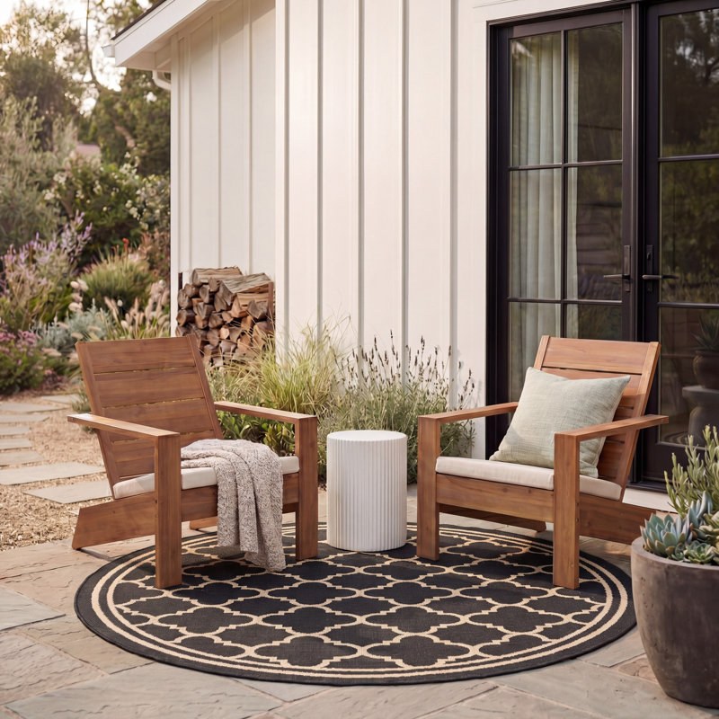 Herefordshire Performance Geometric Indoor/Outdoor Area Rug, Round 5'3"