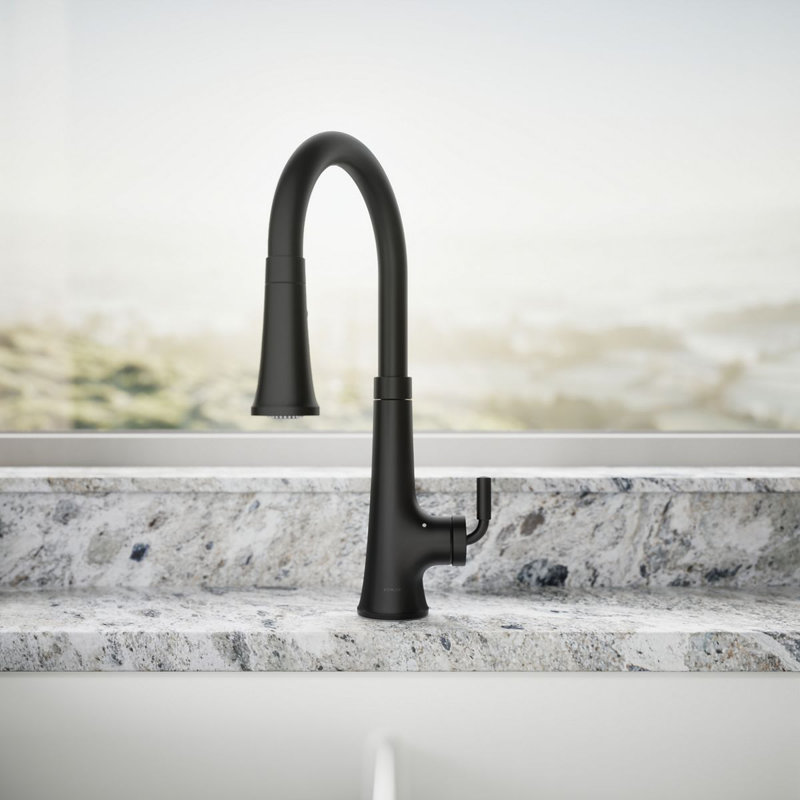 Tone™ Touchless Pull-Down Kitchen Sink Faucet with Voice Activation and Three-Function Sprayhead, Matte Black