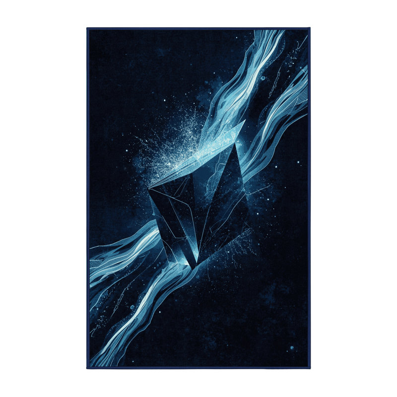 Tapis bleu marine délavé à la machine Alan Haunted Spellbook, 4 x 6