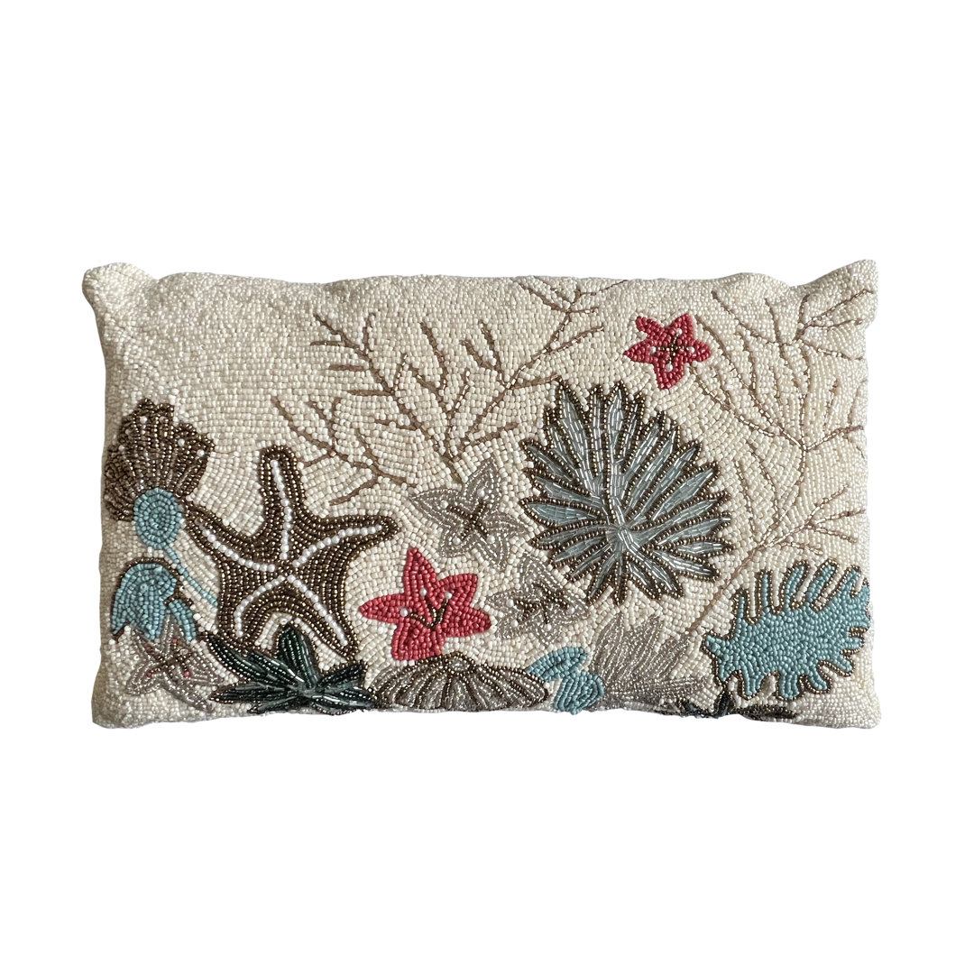 Ivory Coast Beaded Throw Pillow Noori Rug