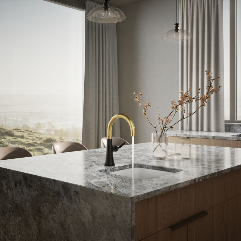Tone Single-Handle Bar Sink Faucet, Matte Black/Brass