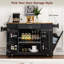 Fluted Kitchen Island With Trash Can Storage, Power Outlets, And Rolling Wheels For Enhanced Mobility And Storage-1427815158