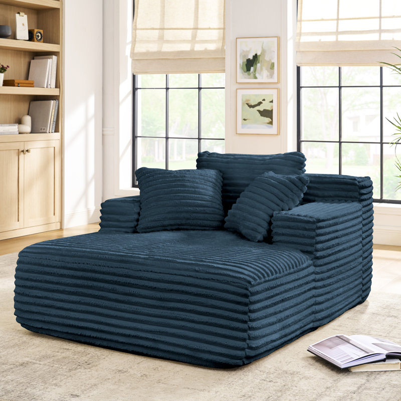 Lit compressible rembourré en velours côtelé Blue