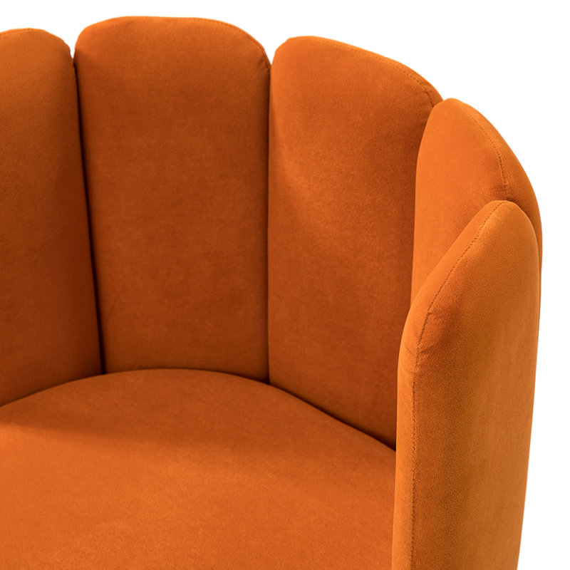 Chaise d'appoint en velours l 23,6 po avec dossier capitonné Yorba, Velours orange