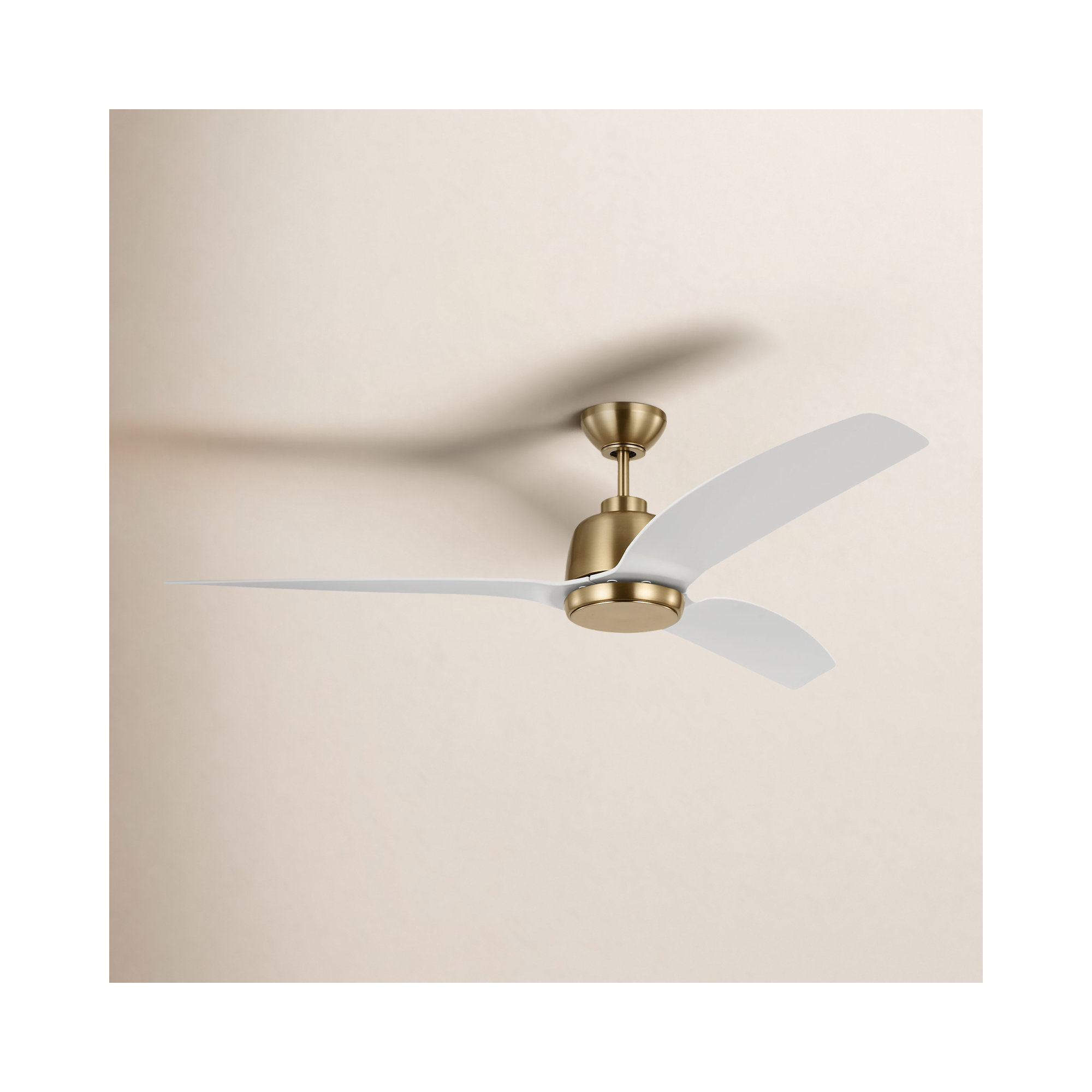 Carly 60'' Ceiling Fan with LED Light Kit, 15.40" H x 60" W x 60" D, White, Satin Brass