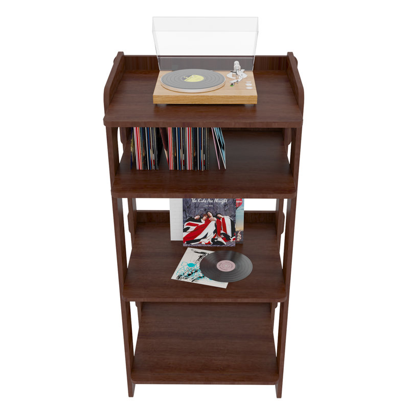 4 Tier Record Player Stand Turntable Stand Table with Record Storage Vinyl Record Storage Console Cabinet Modern Record Storage End Table Vinyl Holder Display Shelf for Bedroom Living Room