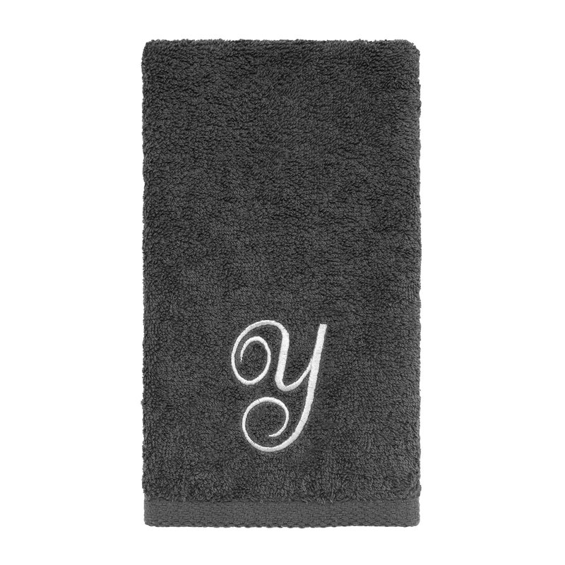 Winston Porter Granite/Silver Script Monogram Fingertip Towel Letter Y