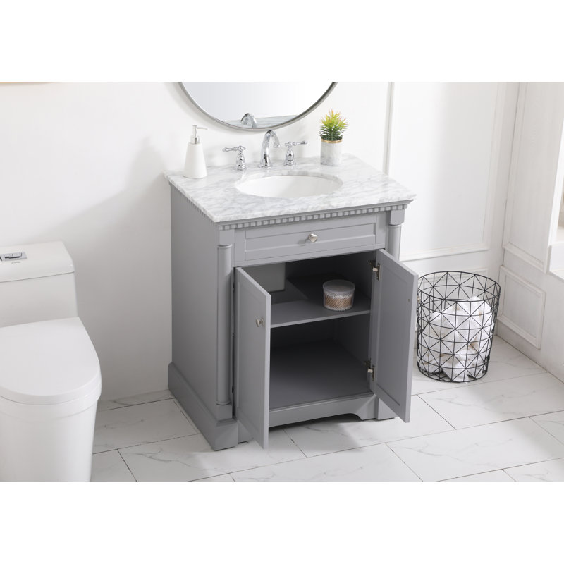 30'' Single Bathroom Vanity with Marble Top, Gray