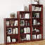 Bibliothèque autoportante à 3 tablettes en bois réglables pour bureau à domicile, 3 couches, acajou
