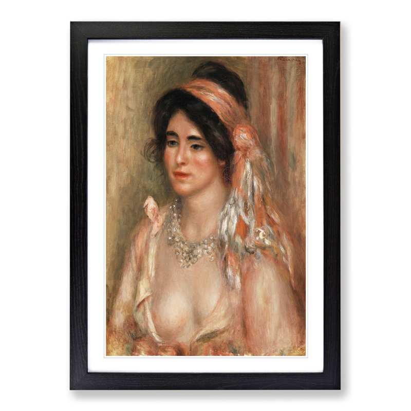 Woman with Black Hair by Pierre-Auguste Renoir - Picture Frame Painting, Black, 48cm H x 36cm W x 2cm D