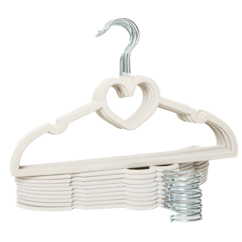 Ensemble de 18 cintres en forme de cœur pour enfants en gris, Gris