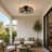 20" Flush Mount Caged Ceiling Fans With Lights And Remote-1199998159