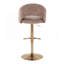 Tabouret de bar réglable avec pivot en métal doré et tissu avec repose-pieds rond en T - ensemble de 2