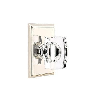 Ensemble de mortaise intérieure Emtek Passage avec rosette rectangulaire et bouton en verre Windsor (LH)
