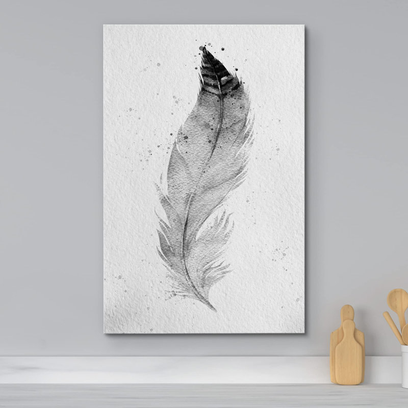 Pastel, minimaliste, aquarelle grise, oiseau, plume, illustrations, art moderne, H 36 po x l 24 po