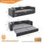 Très grand canapé-lit multifonctionnel de 89 po, canapé-lit coulissant 3 en 1, canapé classique en velours 4 places avec design capitonné, comprend 3 coussins décoratifs, convenant aux appartements et aux salons, gris-611752432