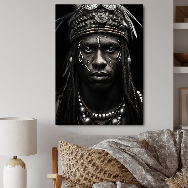Tirina African Tribal Warrior II - reproduction sur toile, H 44 po x l 34 po, Toile tendue