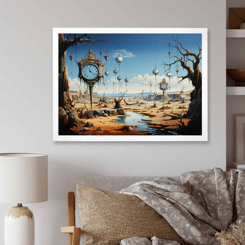 Chef-d'œuvre «The Persistance of Memory surrealism II», œuvre d'art, H 24 po x l 32 po x P 1 po, Cadre simple blanc