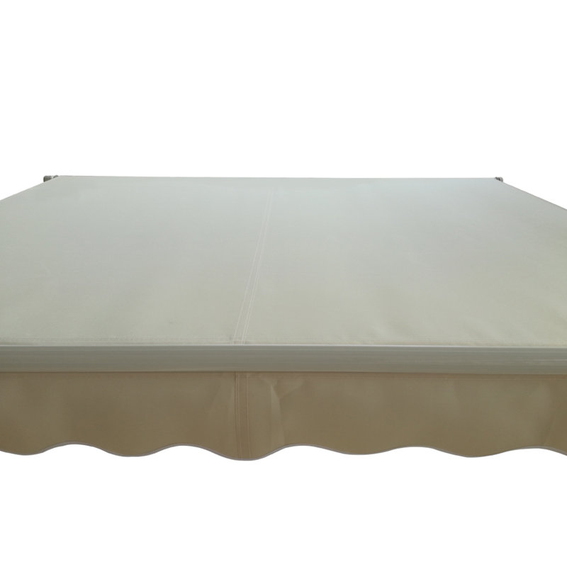 Dakota Fields Fabric Cover Retractable Patio Awning, Cream/White, 350cm W x 250cm D