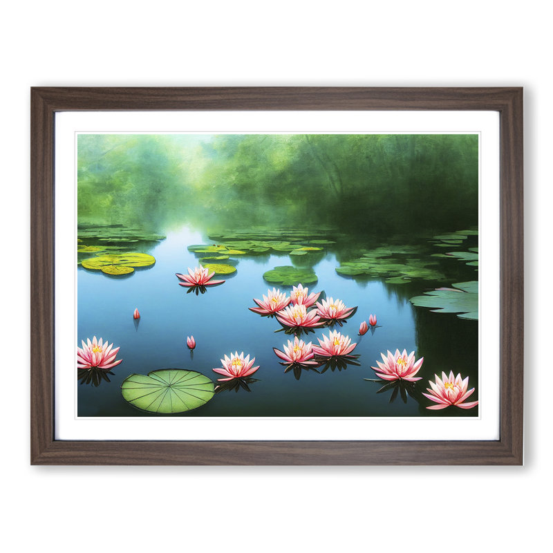 Special Water Lily Pond - Framed Print, 46cm H x 64cm W, Walnut Frame