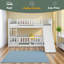 Lit superposé avec glissade, lit superposé simple au-dessus de simple avec clôture et échelle pour enfants adolescents-15867099