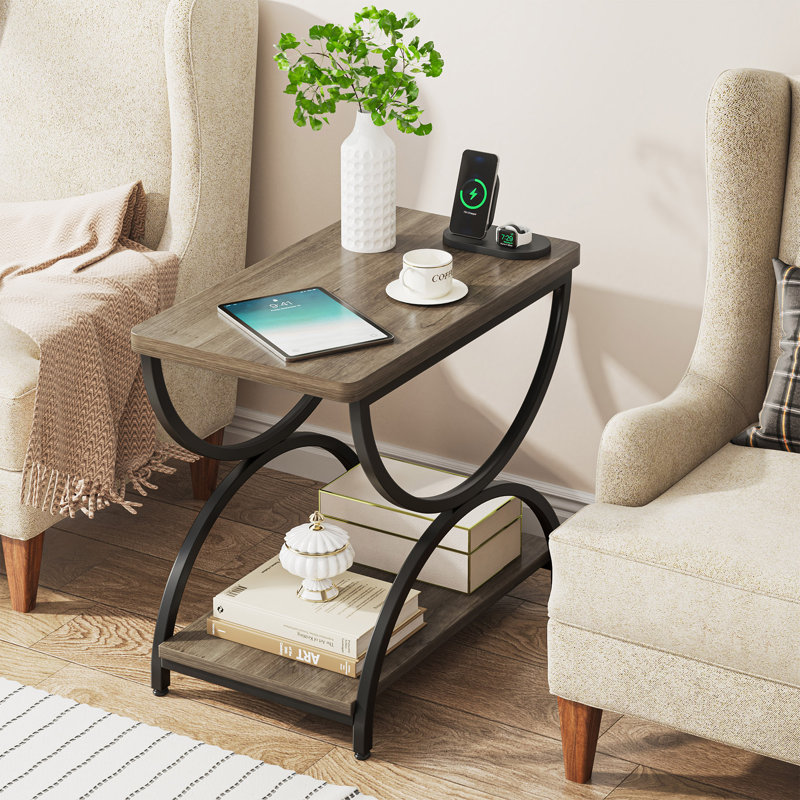Jen End Table with Storage, Brown/Black