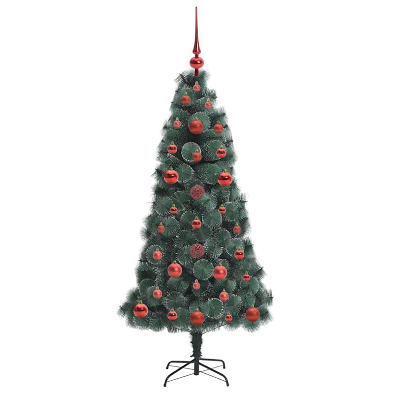 Artificial Pre-lit Christmas Tree with Ball Set, Red, 3.94' H