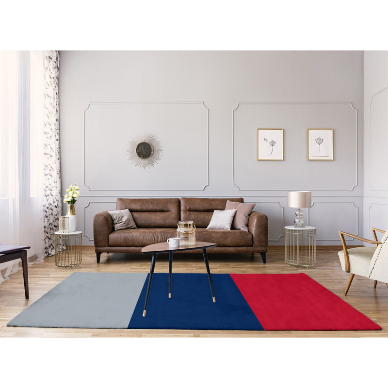 Tapis bleu à rayures de hockey national, Rectangle 9 pi x 12 pi