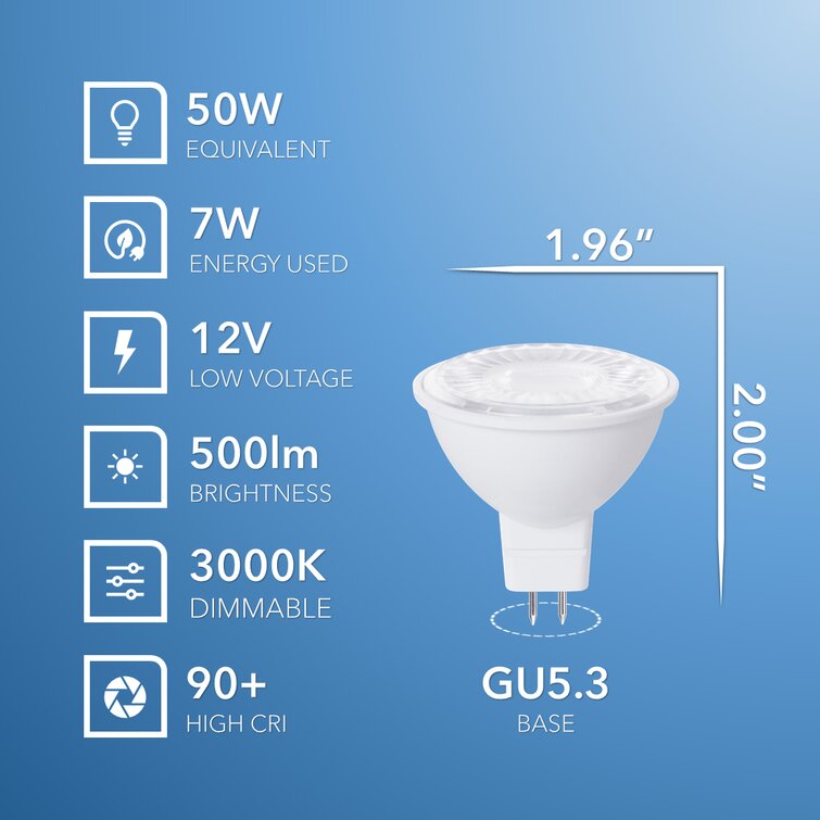Candex Lighting 50 Watt MR16 GU5.3/Bi-pin Dimmable 2700K Halogen Bulb