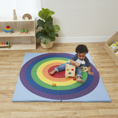 ECR4Kids SoftZone Rainbow Folding Activity Play Mat, 48in Square, Baby Essentials
