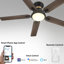 Ventilateur de plafond 52 po avec télécommande et lumière noire Smart DC