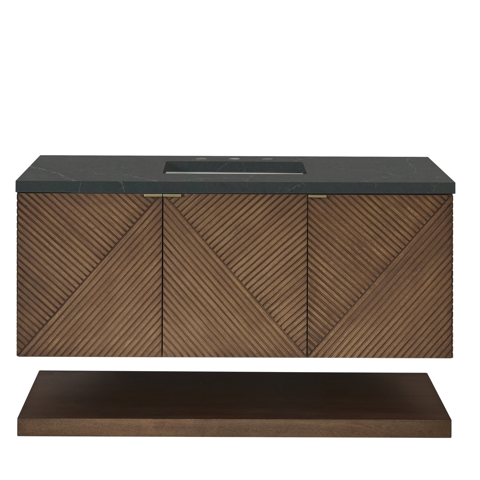 Marcello Single Bathroom Vanity, 48", Charcoal Soapstone Quartz, 8" Widespread