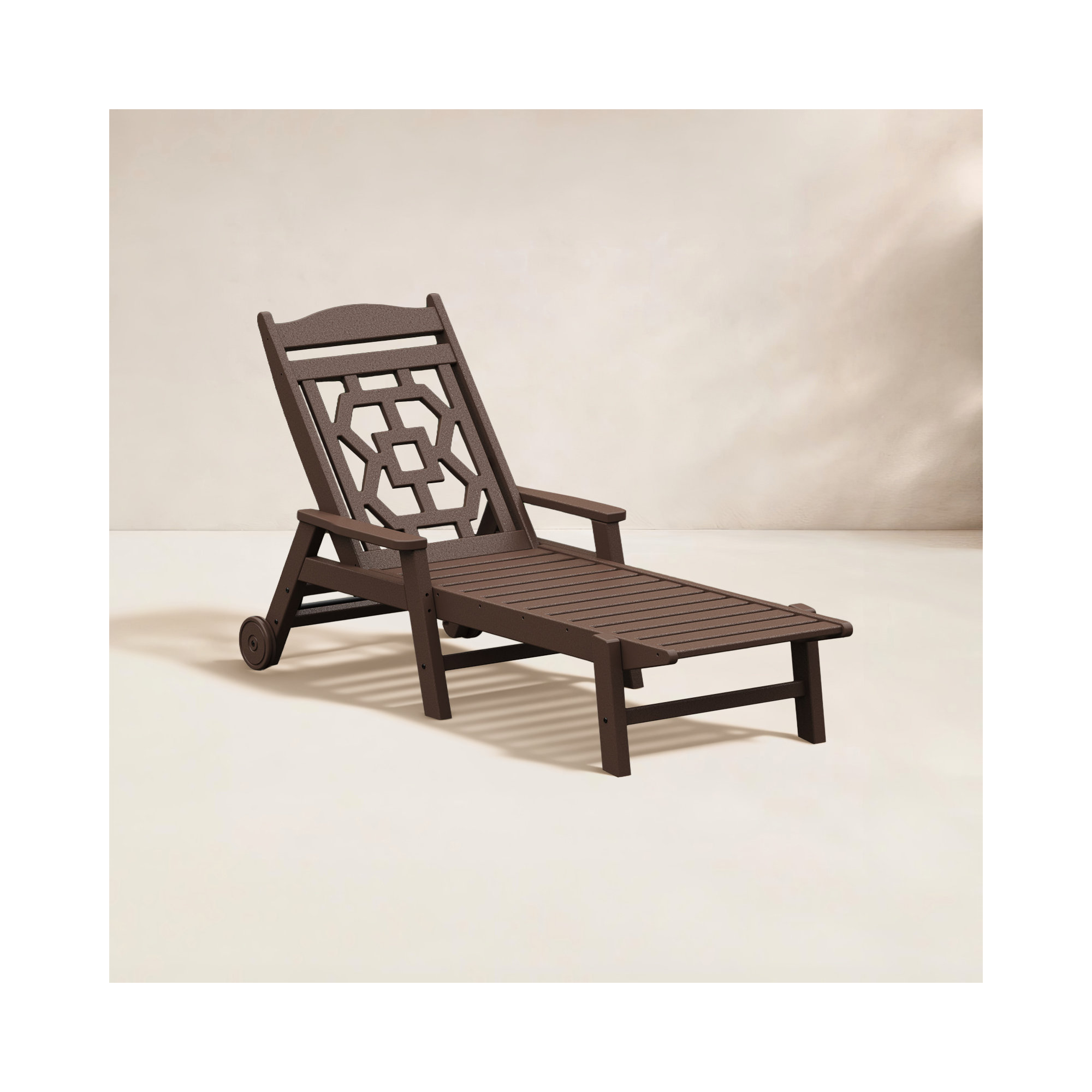 Chinoiserie Outdoor Chaise Lounge, Mahogany