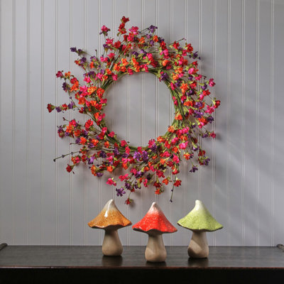 7.5" Terracotta Glazed Outdoor Mushroom
