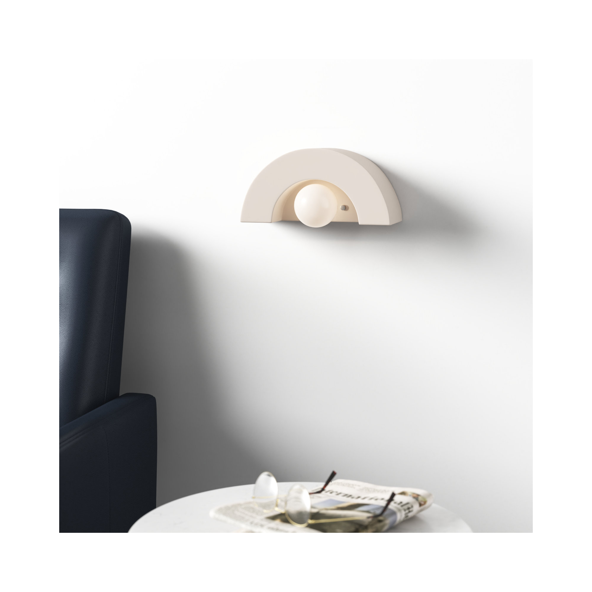 Payam Single Light Ceramic Dimmable Half Moon, Matte White