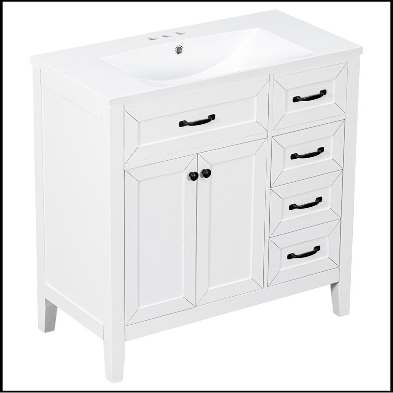 Meuble-lavabo simple avec plateau 35,98 po Savitt, Blanc
