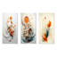 «Orange and White Spiraling Symmetry I», ensemble de 3 reproductions d'art géométriques abstraites en métal-581681995