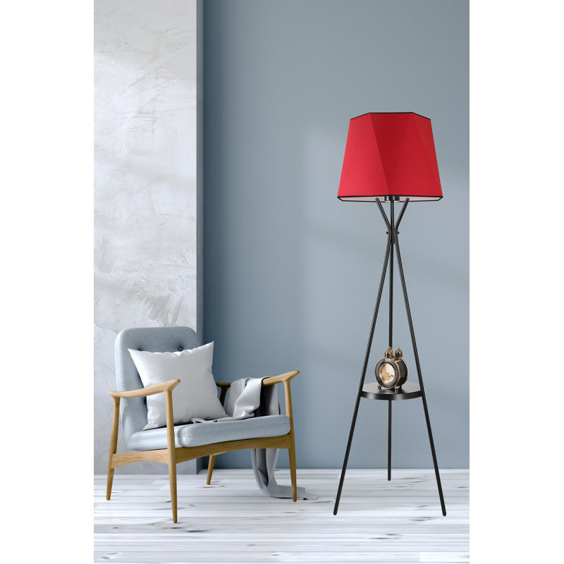 Gyulnara 165cm Tray Table Floor Lamp, Red