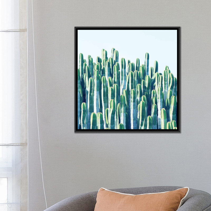 «Cactus Plants», impression sur toile, H 18 po x l 18 po x P 1,5 po, Toile avec cadre noir