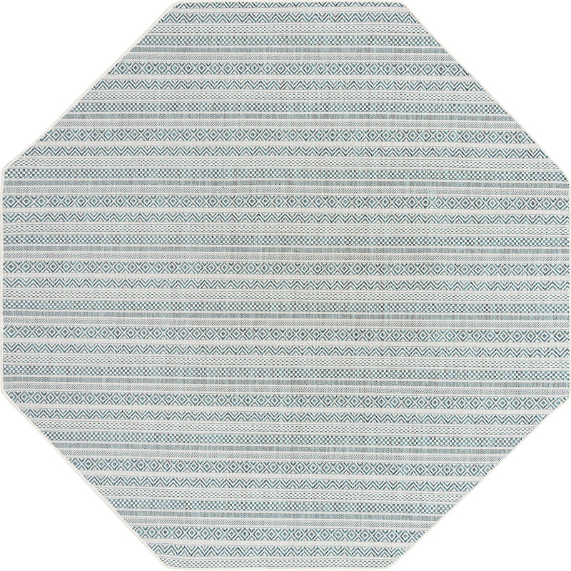 Outdoor Glimmer Area Rug Light Blue Color, Octagon 7'