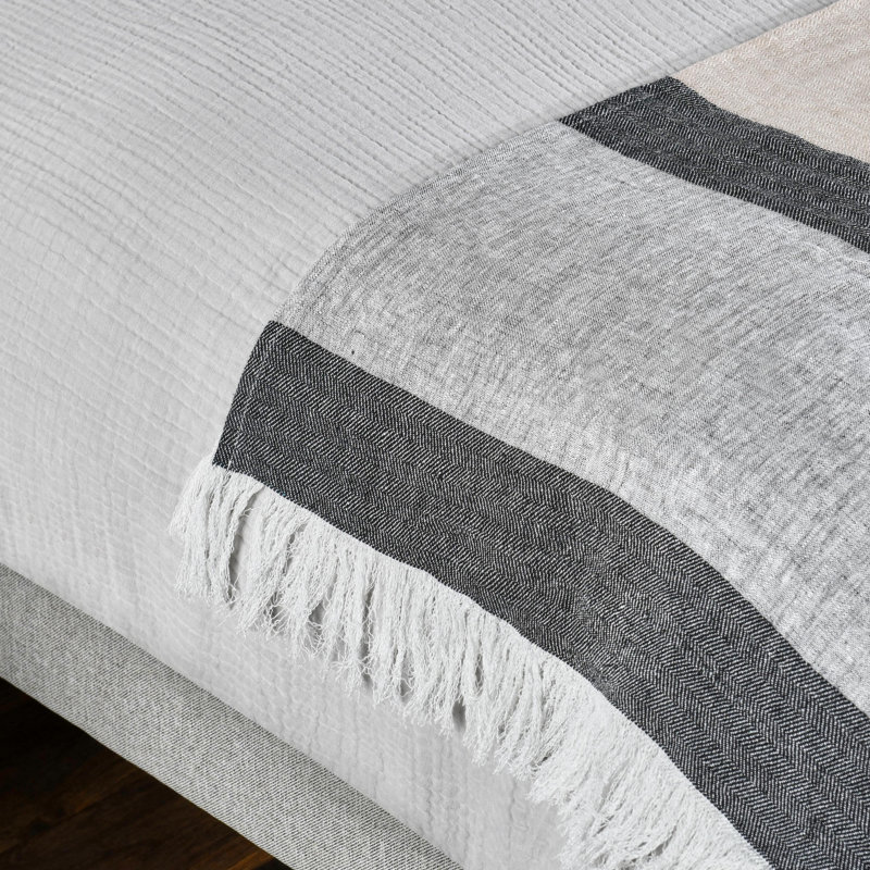 Talara Hand Woven Blanket, Gray/Natural/Charcoal