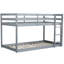 Lit mezzanine simple au-dessus d'un lit simple en bois massif avec échelle - hauteur basse, lattes durables et rangement sous le lit, gris-1414945269