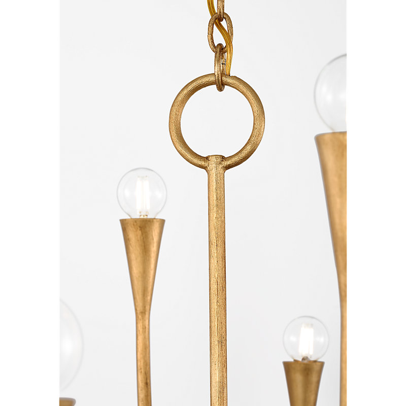 Julie Neill Chandelier, 12 Lights, Antique Gold Leaf