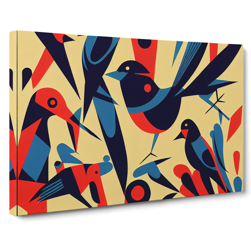 Magnetic Abstract Birds - Wrapped Canvas, 35cm H x 50cm W x 3cm D