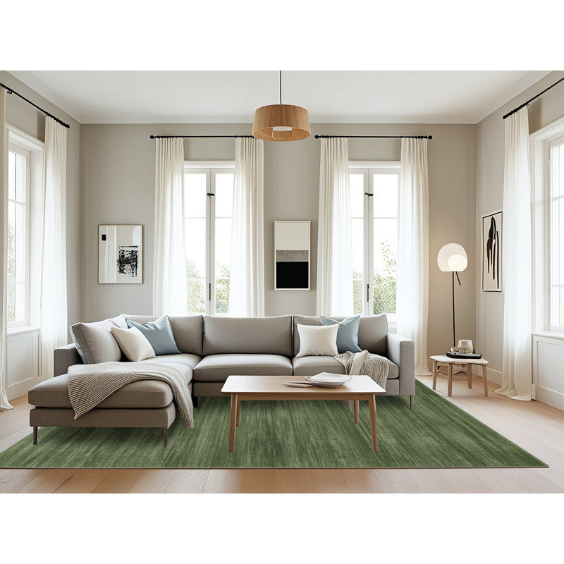 Tapis vert uni lavable à la machine, Rectangulaire 8 pi x 12 pi