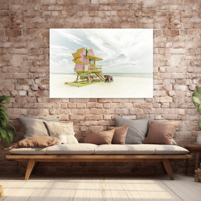 MIAMI BEACH Vintage Florida Flair Modern Retro Vintage Coastal Wall Art Print 1 Piece Wrapped Canvas Wall Art