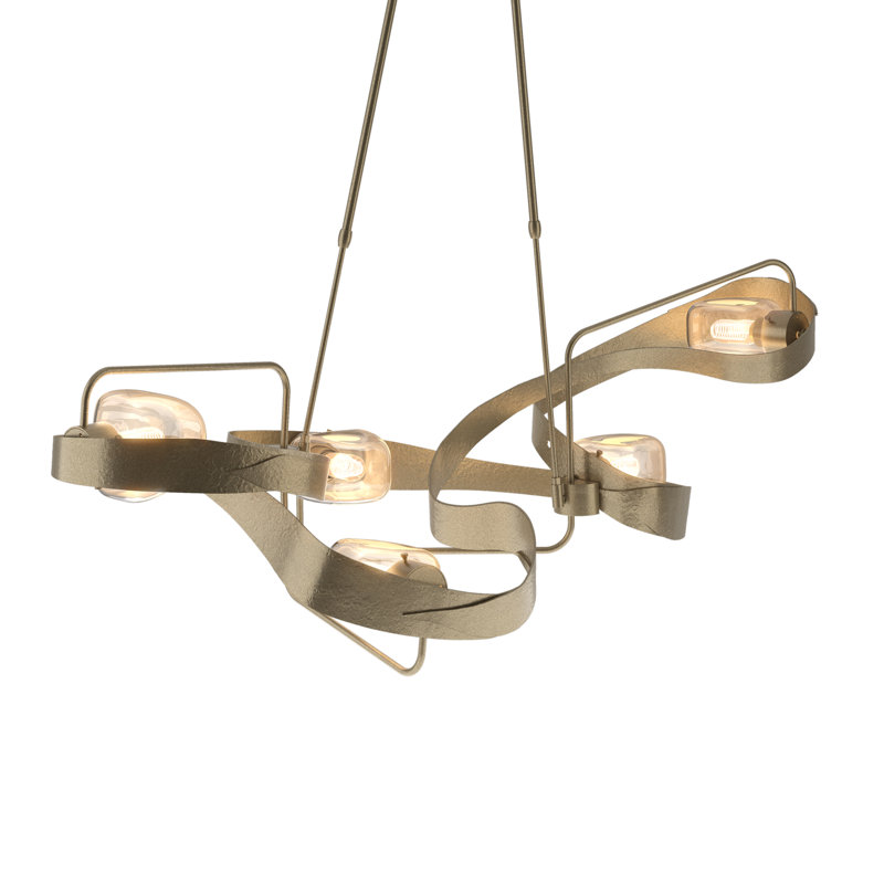 Graffiti 5 - Light Unique/Statement Modern Linear Chandelier, Soft Gold, 25" - 35.8"