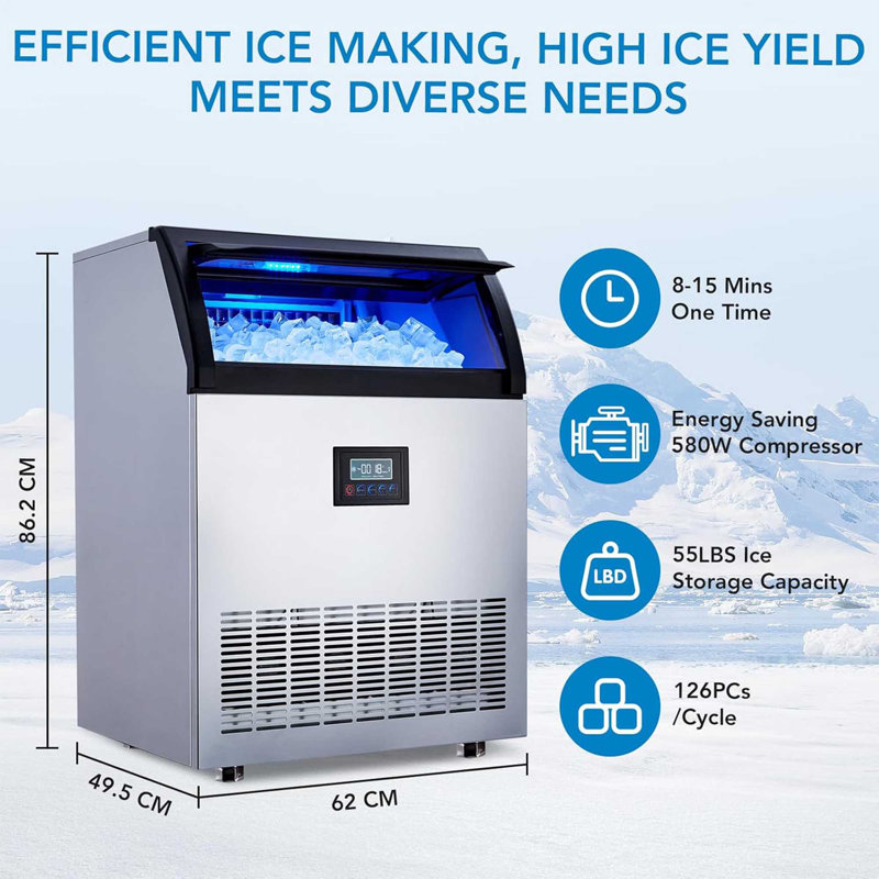 Gaomon 200 Lb. Daily Production Cube Ice Freestanding Ice Maker