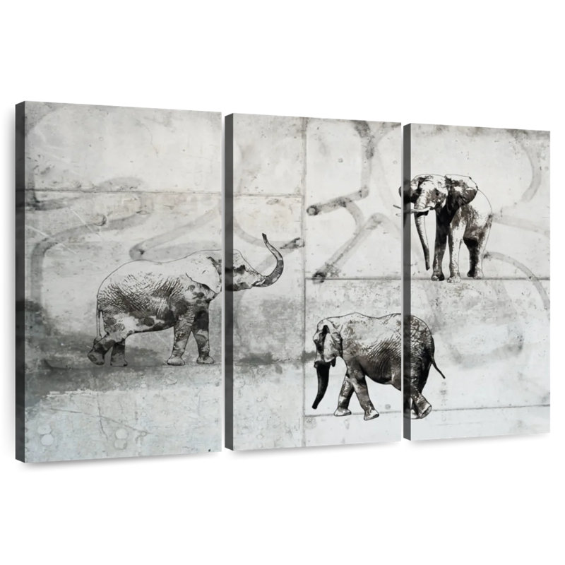 Brampt Three Elephants, 48" H x 74" W